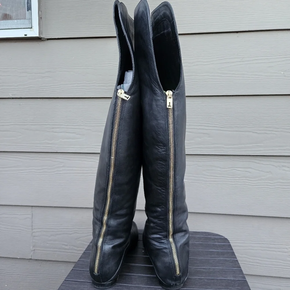 Ted Baker Francki Black Over the Knee Boots Tall Black Leather Womens Size 10